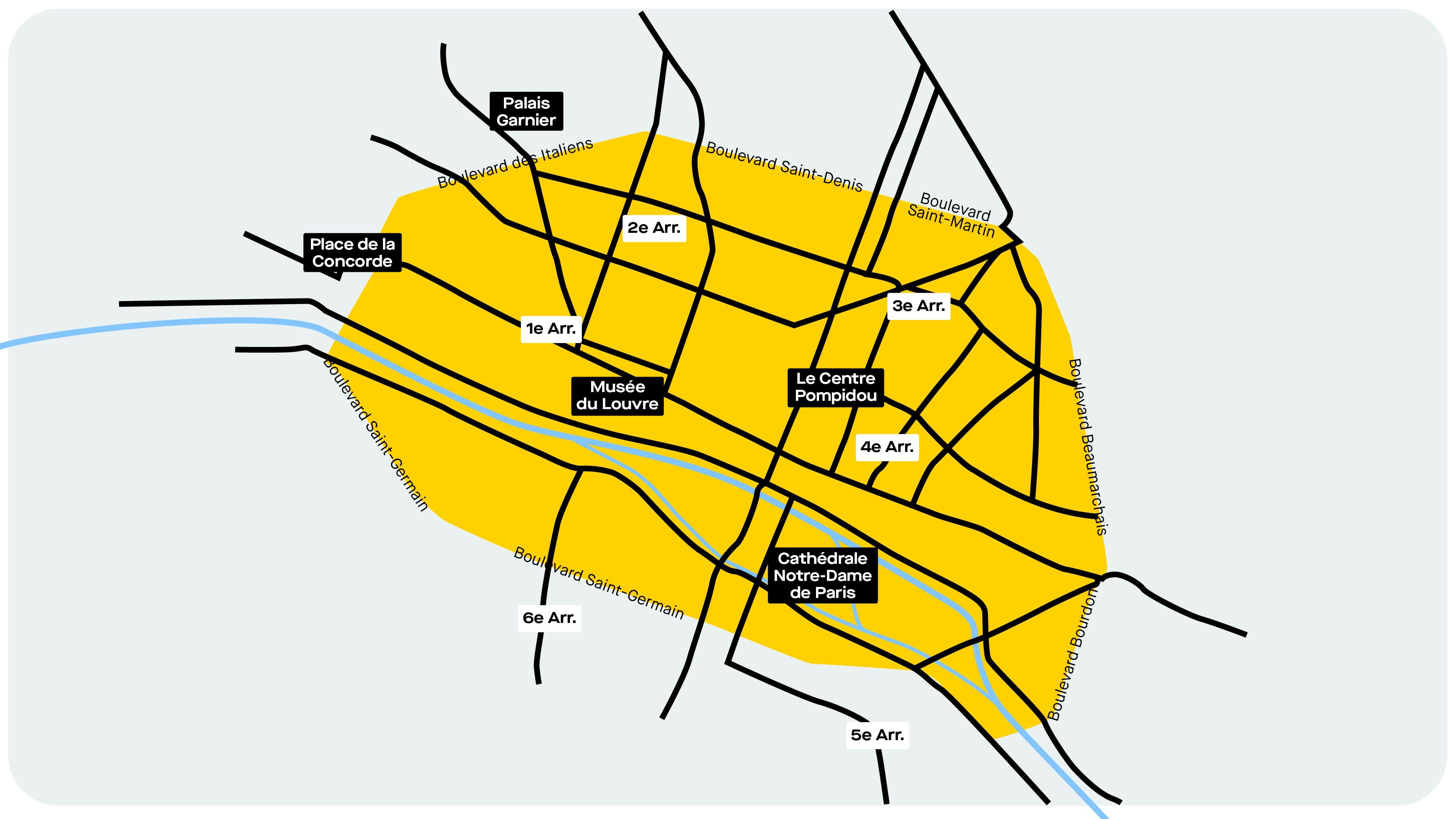 Le périmètre de la future ZTL de Paris. ©Roole