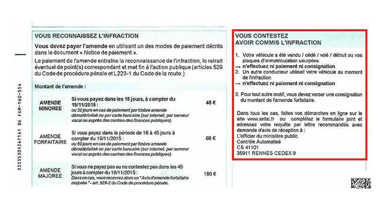 Avis de contravention