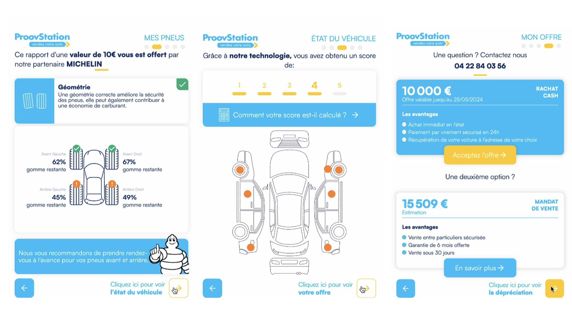 Le document reçu par SMS après le scan de ma voiture par ProovStation. ©Roole