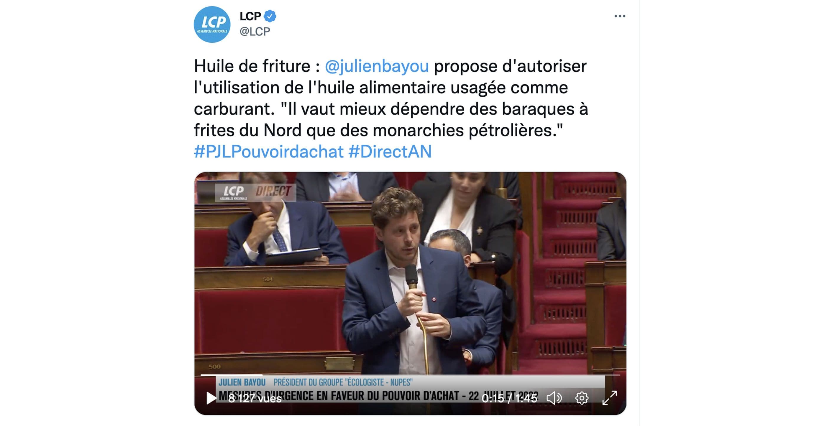 Tweet de la chaîne LCP.