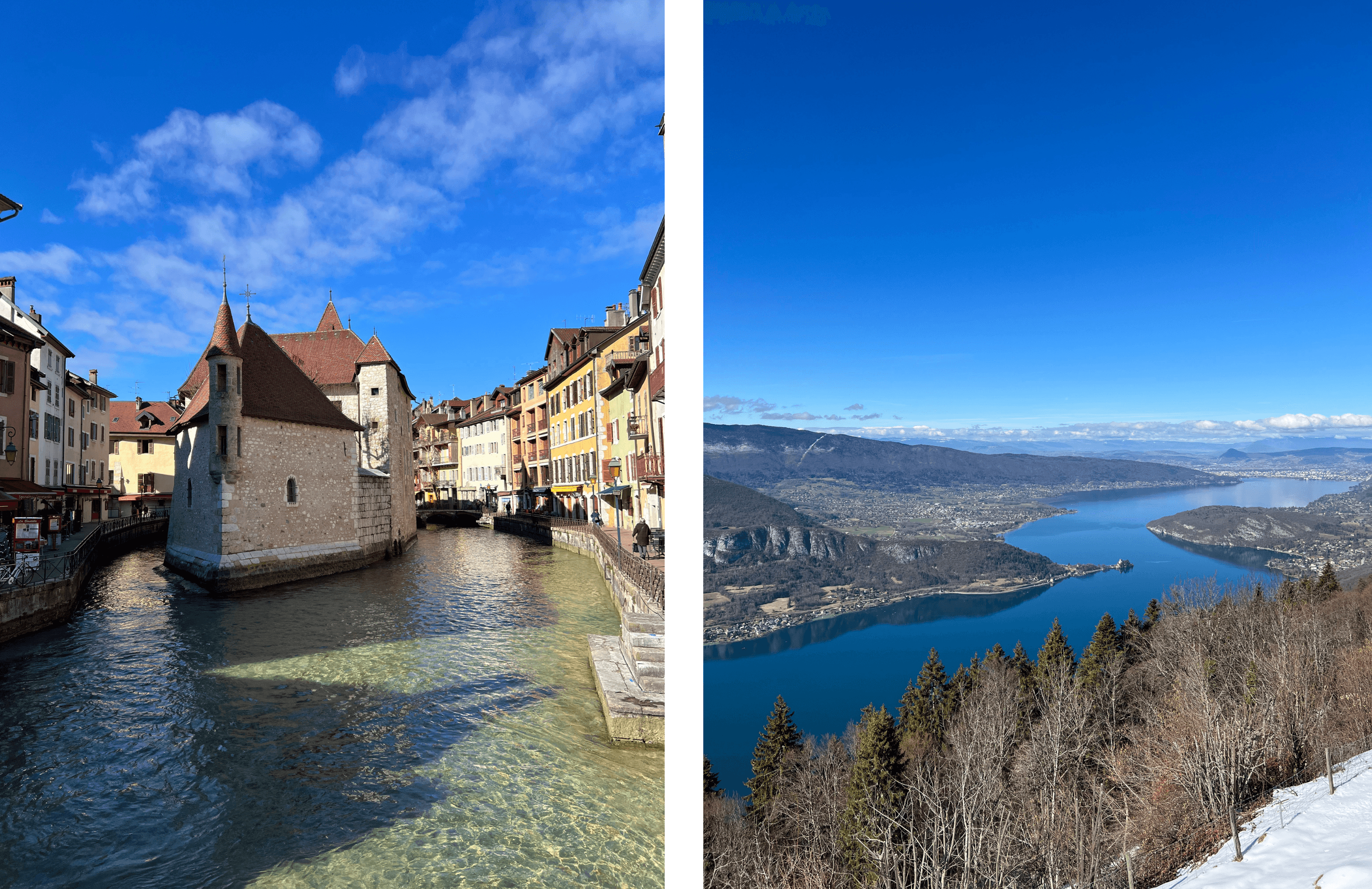 Les canaux d'Annecy et la vue depuis Talloires.